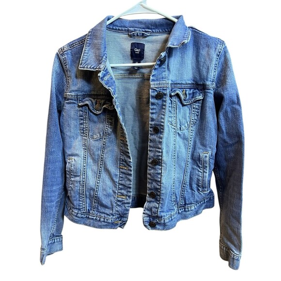 Gap Y2K Jean Jacket Medium Wash Blue Indigo Denim Size Small - Picture 1 of 9